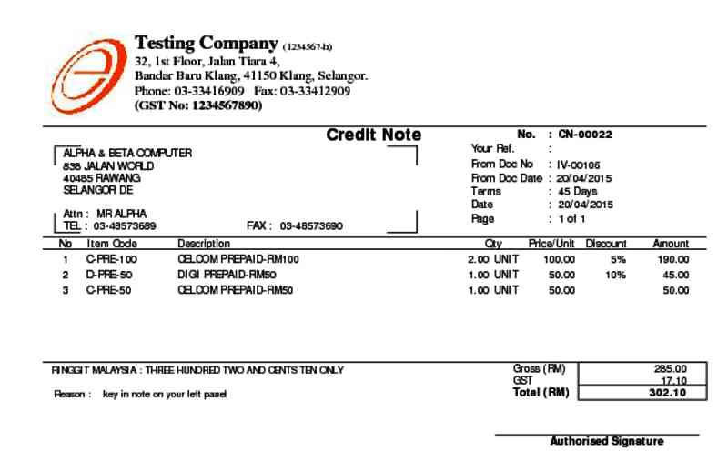 06 Sales Credit Note Half